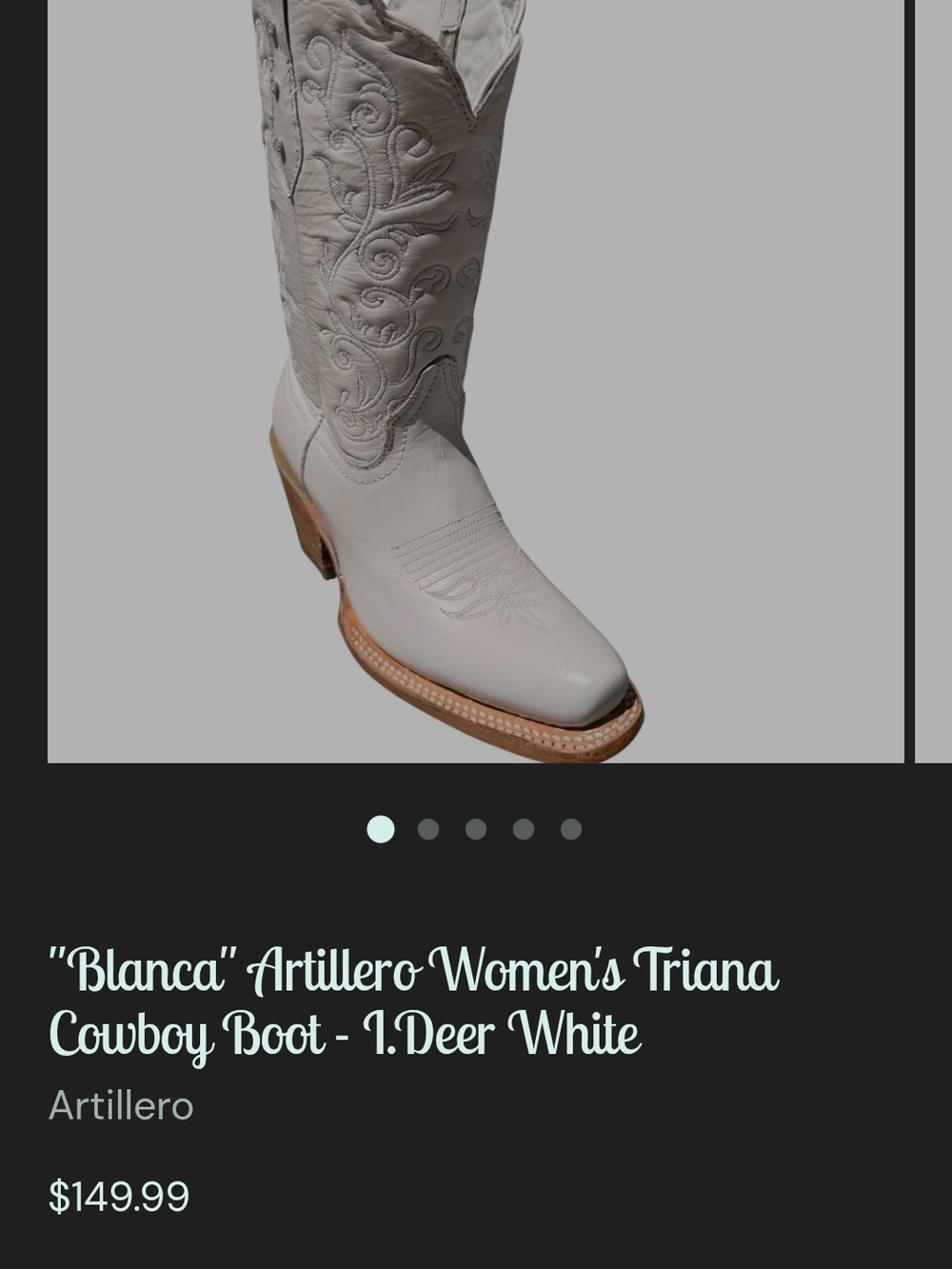 Blanca Triana Women's Deer White Heeled Cowboy Boots